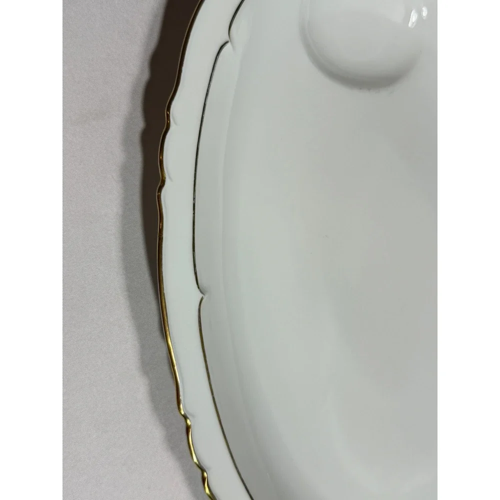 Haviland Limoges Sheraton Oval Serving Platter Gold Trim Scalloped Porcelain